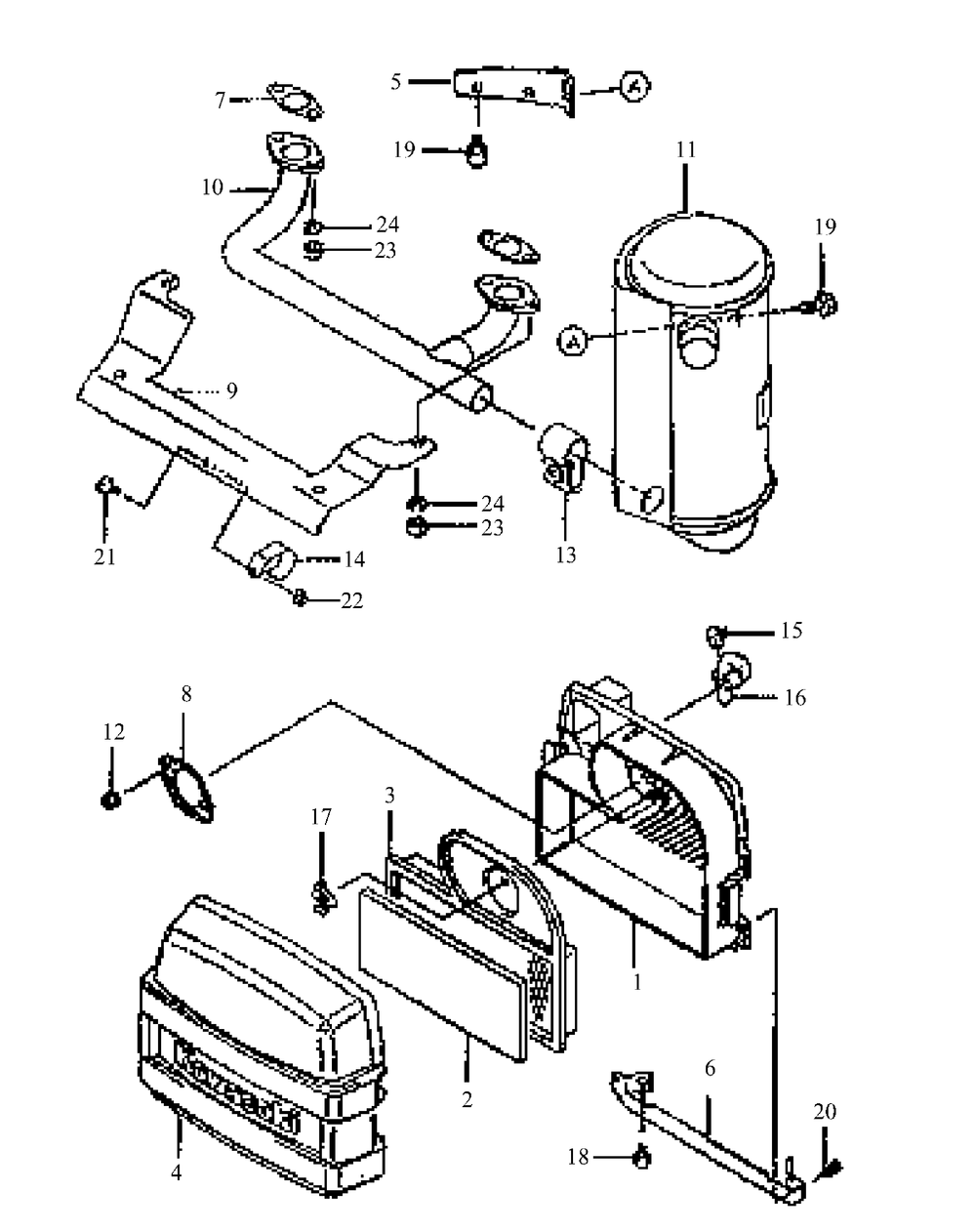 Fh500v-As02 Air Filter And Muffler Diagram and Parts List for GF1748 55AE234M150-WAM Cub Cadet Lawn Mower